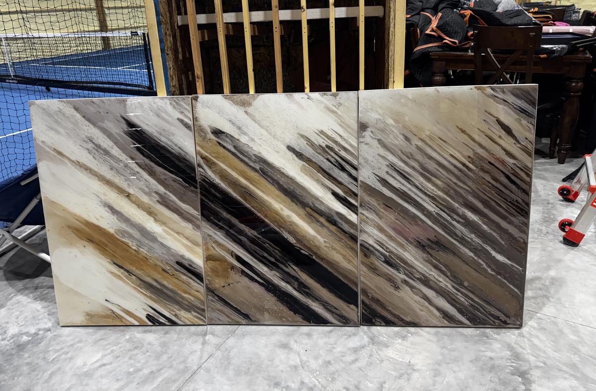 The three panels, cured